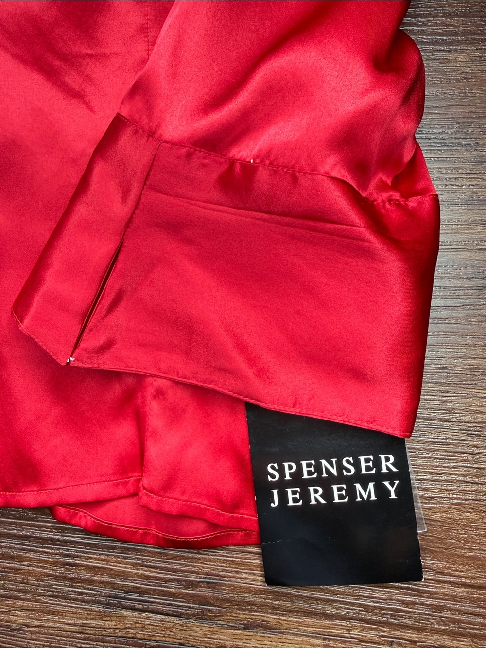 Spencer Jeremy 100% Silk Cherry Red Blouse NWT 2X Hidden Button Shirt - Picture 6 of 12